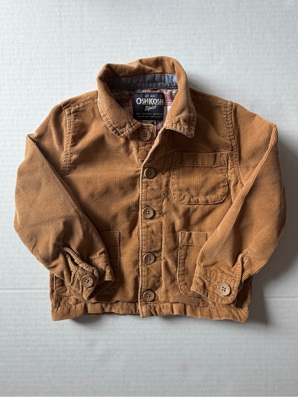 OshKosh B’gosh Boys 3T Tan Corduroy Chore Jacket Lined